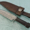 Damascus Dog Bone Bowie With African Blackwood
