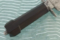 Damascus Dog Bone Bowie With African Blackwood -Optimal Knives Store 104968 5 x