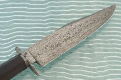 Damascus Dog Bone Bowie With African Blackwood -Optimal Knives Store 104968 6 x