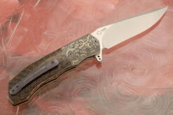 L44 Compact Flipper With Bronze Wire Carbon Fiber And Engraved Zirconium (Ceramic IKBS) - CTS-XHP -Optimal Knives Store 105074 5 x