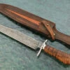 Feather Damascus Take-Down Bowie With Tasmanian Blackwood