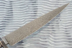 Feather Damascus Fighter With Ancient Walrus Ivory -Optimal Knives Store 105126 7 x