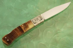 Engraved Backlock Folder With Sheep Horn 9 Engraved Backlock Folder With Sheep Horn -Optimal Knives Store 105361 5 x
