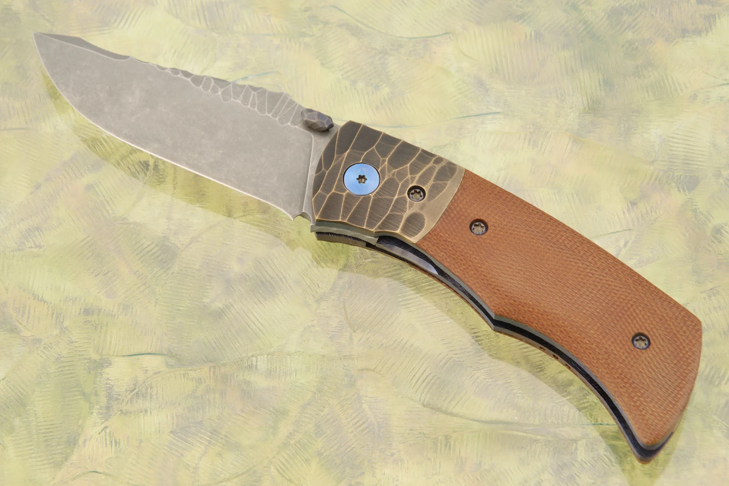 Linerlock Front Flipper With Sculpted Bronze And Micarta 1 Linerlock Front Flipper With Sculpted Bronze And Micarta