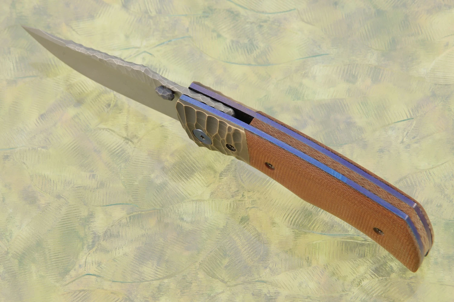 Linerlock Front Flipper With Sculpted Bronze And Micarta 3 Linerlock Front Flipper With Sculpted Bronze And Micarta - Image 3