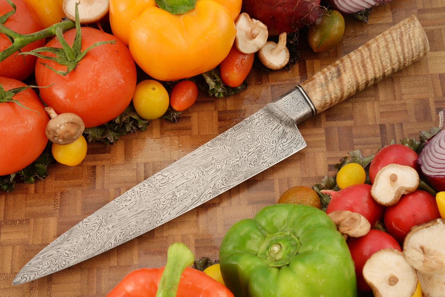 Integral Damascus Slicer - Sujihiki (8-1/2") With Curly Mango 1 Integral Damascus Slicer - Sujihiki (8-1/2") With Curly Mango