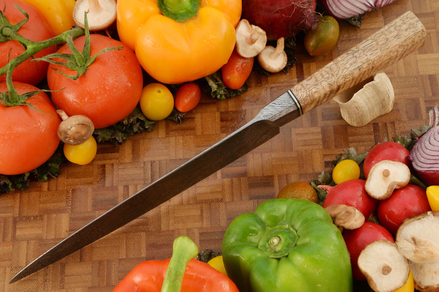 Integral Damascus Slicer - Sujihiki (8-1/2") With Curly Mango 4 Integral Damascus Slicer - Sujihiki (8-1/2") With Curly Mango - Image 4
