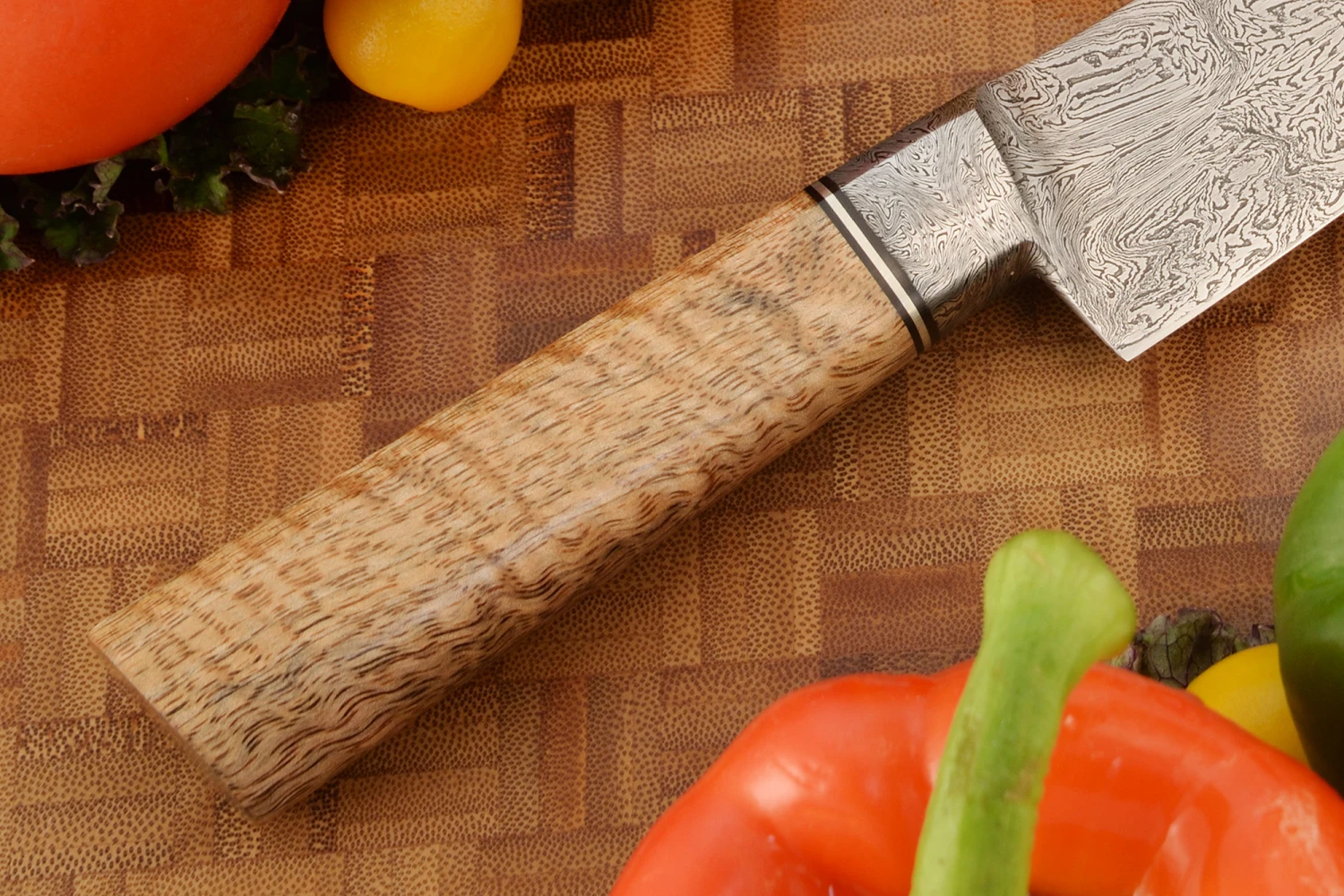 Integral Damascus Slicer - Sujihiki (8-1/2") With Curly Mango 5 Integral Damascus Slicer - Sujihiki (8-1/2") With Curly Mango - Image 5