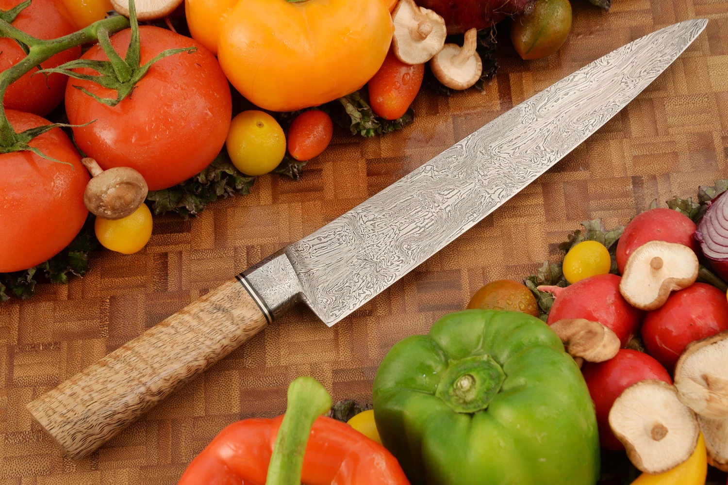 Integral Damascus Slicer - Sujihiki (8-1/2") With Curly Mango 7 Integral Damascus Slicer - Sujihiki (8-1/2") With Curly Mango - Image 7