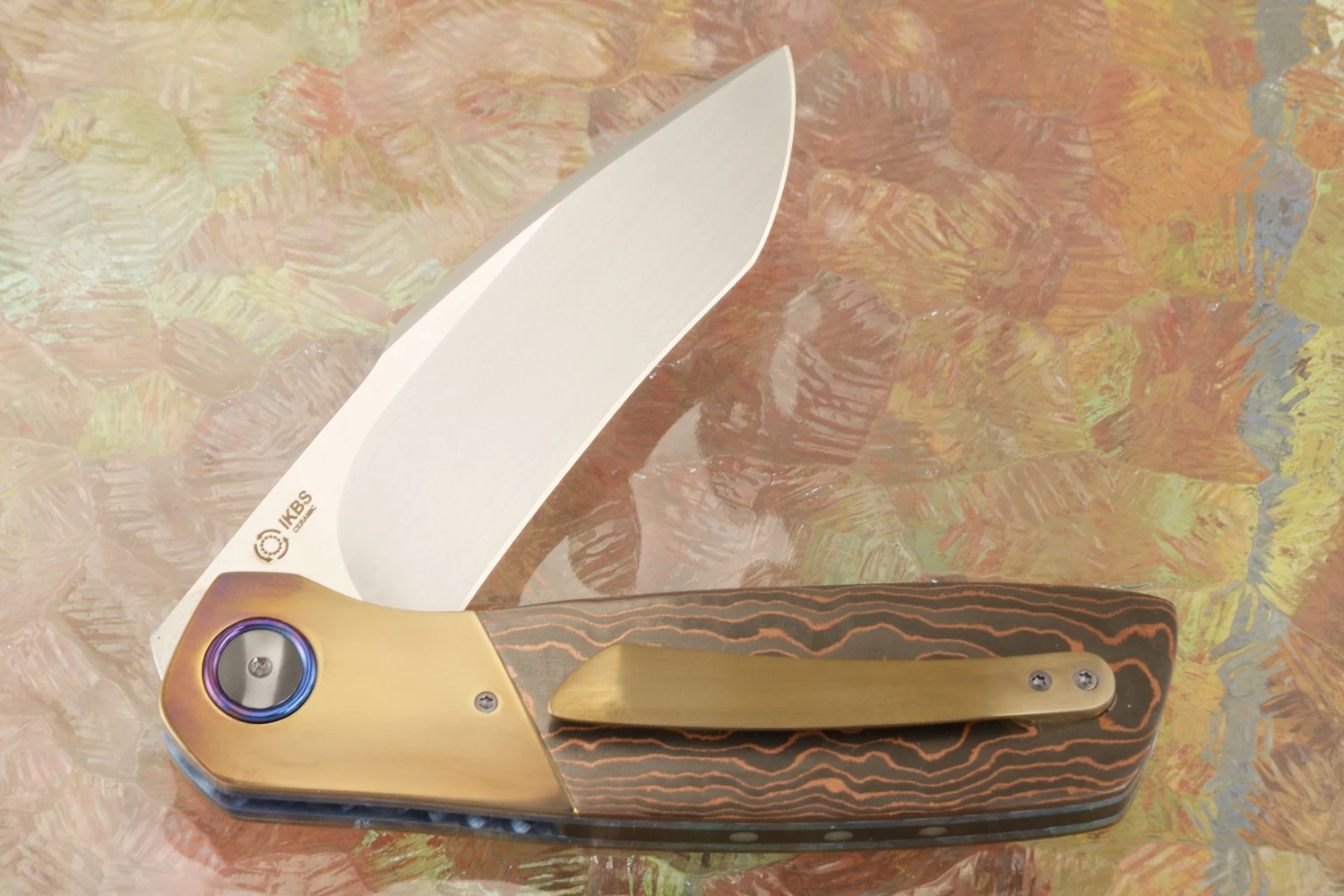 HB17 - Motswiri Flipper With Camo Copper FatCarbon And Zirconium (Ceramic IKBS) - M390 4 HB17 - Motswiri Flipper With Camo Copper FatCarbon And Zirconium (Ceramic IKBS) - M390 - Image 4