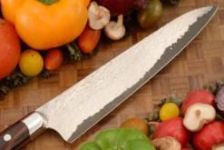 Damascus San Mai Chef's Knife - Gyuto - (8-1/2 In.) With Ironwood -Optimal Knives Store 105593 6 x