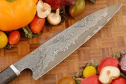 Damascus San Mai Chef's Knife (8 In.) With Bog Oak -Optimal Knives Store 105683 6 x