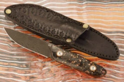 Damascus Hunter With Copper Flake Carbon Fiber