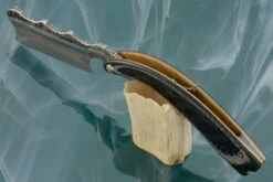 Carved Straight Razor With Carbon Fiber And Silver Twill -Optimal Knives Store 105728 5 x