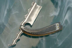 Carved Straight Razor With Carbon Fiber And Silver Twill -Optimal Knives Store 105728 6 x