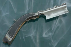 Carved Straight Razor With Carbon Fiber And Silver Twill -Optimal Knives Store 105728 7 x