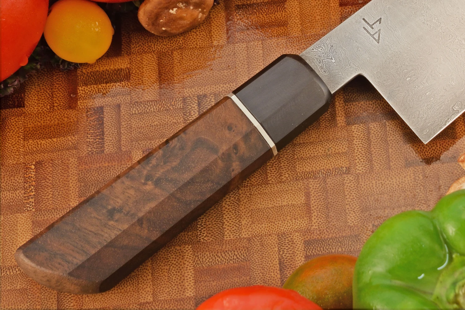Damascus Chef's Knife (Santoku) With Walnut Burl (6-2/3 In.) 3 Damascus Chef's Knife (Santoku) With Walnut Burl (6-2/3 In.) - Image 3