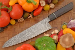 Damascus Chef's Knife (Gyuto) With African Blackwood - 8-1/2 In. -Optimal Knives Store 105817 7 x