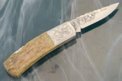 Engraved Backlock Folder With Giraffe Bone