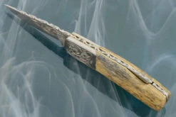 Engraved Backlock Folder With Giraffe Bone -Optimal Knives Store 105821 3 x