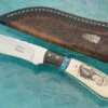 Chief High Bear Scrimshawed Drop Point Hunter With Mammoth Ivory, Turquoise, And Bog Oak