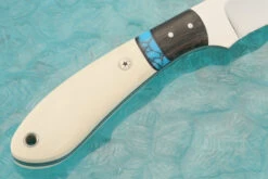 Chief High Bear Scrimshawed Drop Point Hunter With Mammoth Ivory, Turquoise, And Bog Oak -Optimal Knives Store 105829 4 x