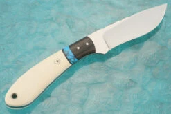 Chief High Bear Scrimshawed Drop Point Hunter With Mammoth Ivory, Turquoise, And Bog Oak -Optimal Knives Store 105829 5 x