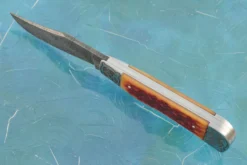 Damascus Slipjoint Trapper With Amber Jigged Bone 11 Damascus Slipjoint Trapper With Amber Jigged Bone -Optimal Knives Store 105853 5 x