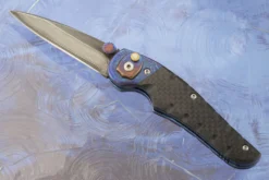 Lightning Pool Lock Folder With Carbon Fiber And Timascus - San Mai Damascus