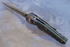 Lightning Pool Lock Folder With Carbon Fiber And Timascus - San Mai Damascus -Optimal Knives Store 105893 4 x