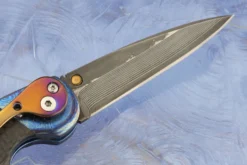 Lightning Pool Lock Folder With Carbon Fiber And Timascus - San Mai Damascus -Optimal Knives Store 105893 6 x