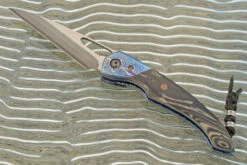 Optimal Knives Store 26 Black Panther Folder With Black/Gray Micarta, Timascus, And San Mai Damascus