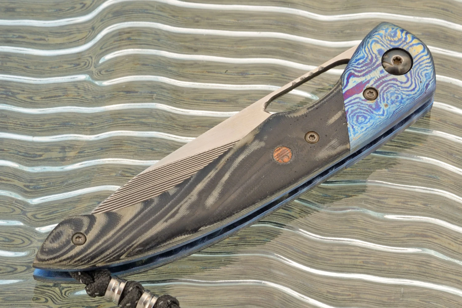 Black Panther Folder With Black/Gray Micarta, Timascus, And San Mai Damascus 3 Black Panther Folder With Black/Gray Micarta, Timascus, And San Mai Damascus - Image 3