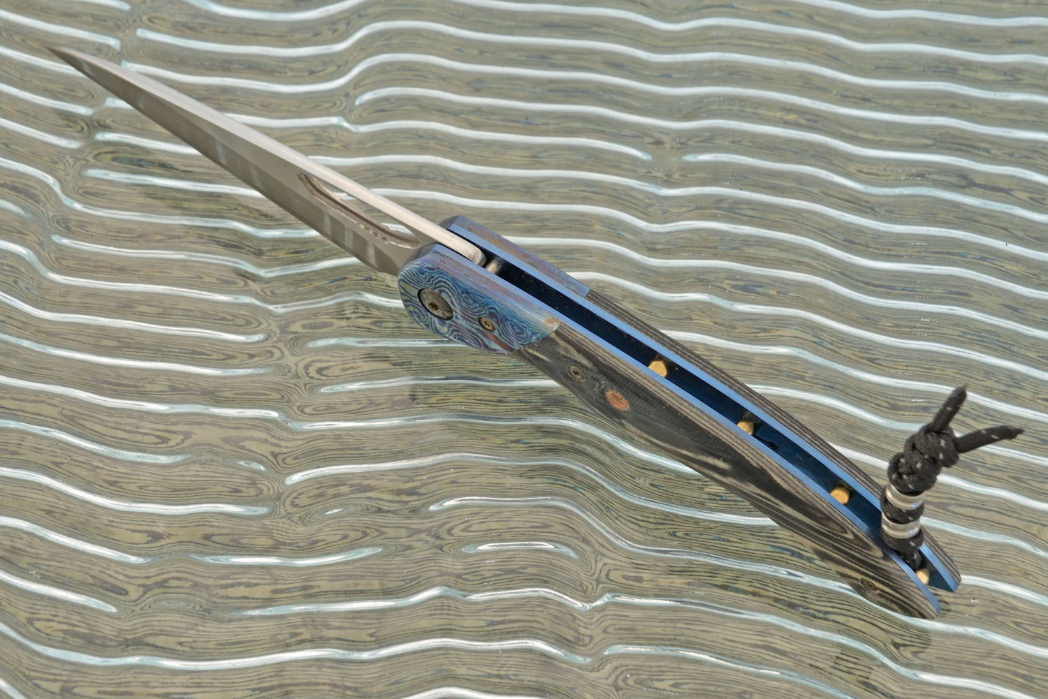 Black Panther Folder With Black/Gray Micarta, Timascus, And San Mai Damascus 4 Black Panther Folder With Black/Gray Micarta, Timascus, And San Mai Damascus - Image 4