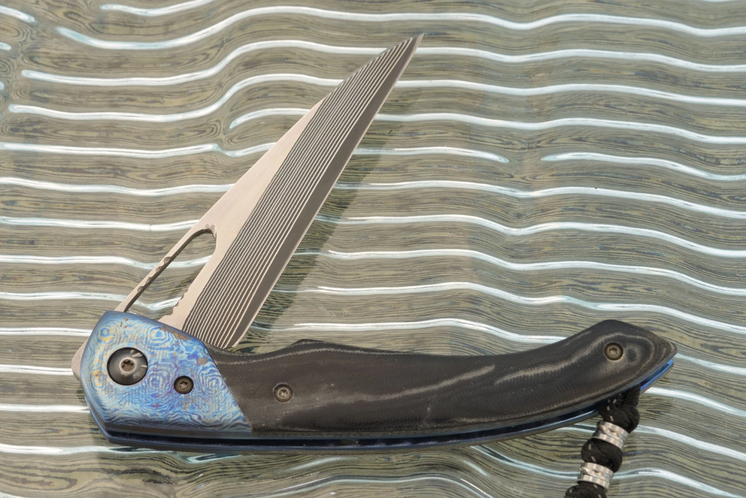 Black Panther Folder With Black/Gray Micarta, Timascus, And San Mai Damascus 5 Black Panther Folder With Black/Gray Micarta, Timascus, And San Mai Damascus - Image 5