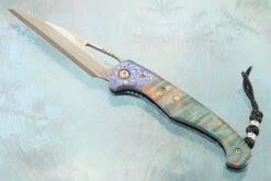 Puma Folder With Curly Maple, Timascus, And San Mai Damascus