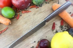 Chef's Knife (Santoku) With Guayacan Ebony And O2 Carbon Steel -Optimal Knives Store 106006 3 x