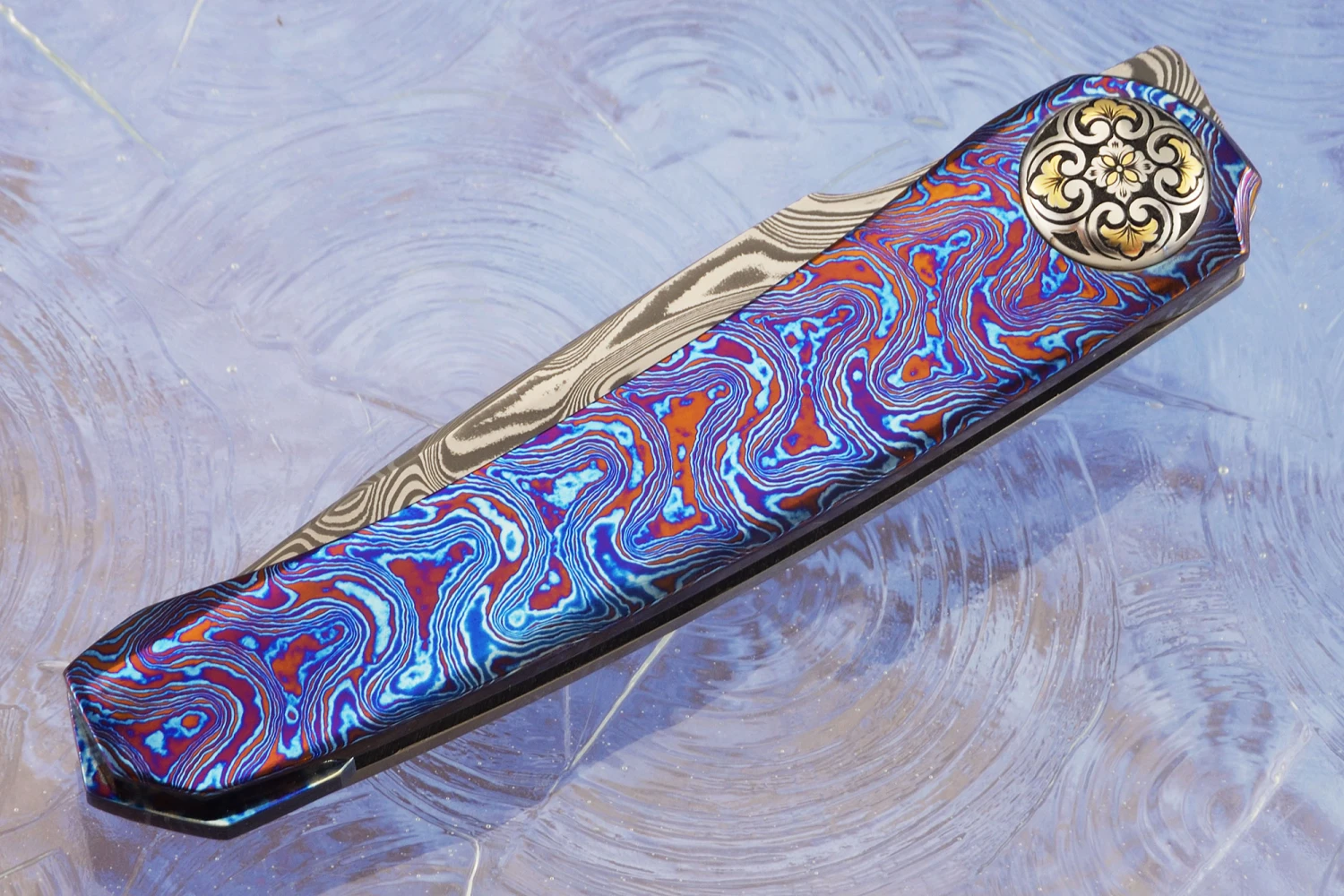 Engraved Boudicca Full Dress Front Flipper With Damasteel And Timascus (Ceramic IKBS) 2 Engraved Boudicca Full Dress Front Flipper With Damasteel And Timascus (Ceramic IKBS) - Image 2