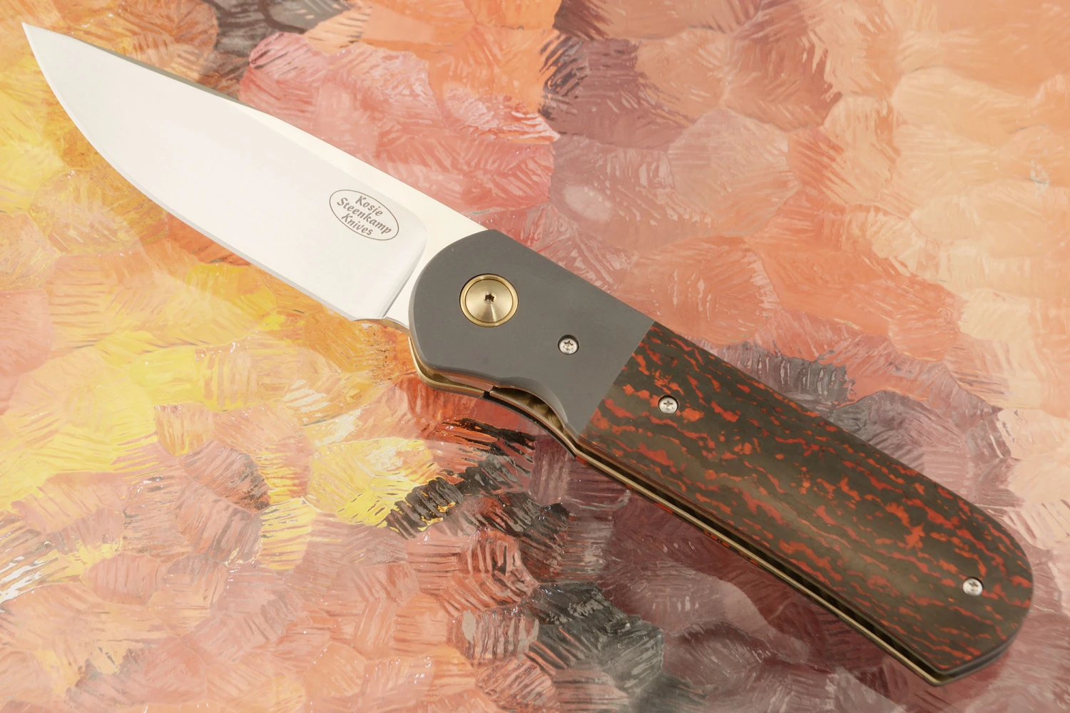 Samson Front Flipper With Lava Flow FatCarbon And Zirconium (IKBS) - M390 1 Samson Front Flipper With Lava Flow FatCarbon And Zirconium (IKBS) - M390