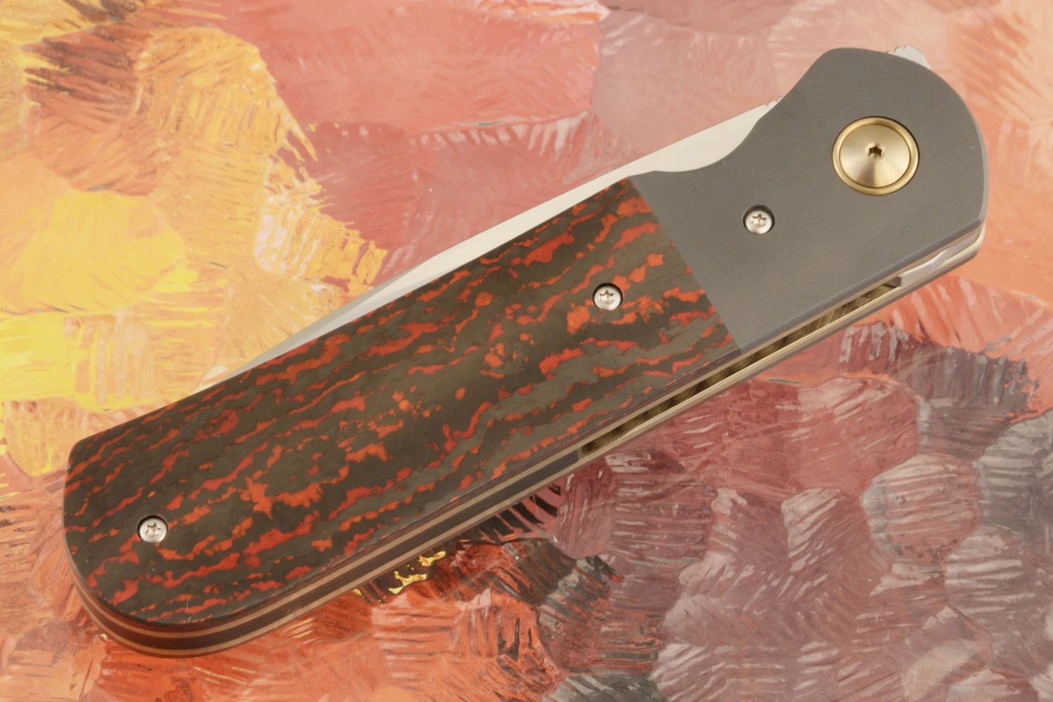 Samson Front Flipper With Lava Flow FatCarbon And Zirconium (IKBS) - M390 2 Samson Front Flipper With Lava Flow FatCarbon And Zirconium (IKBS) - M390 - Image 2