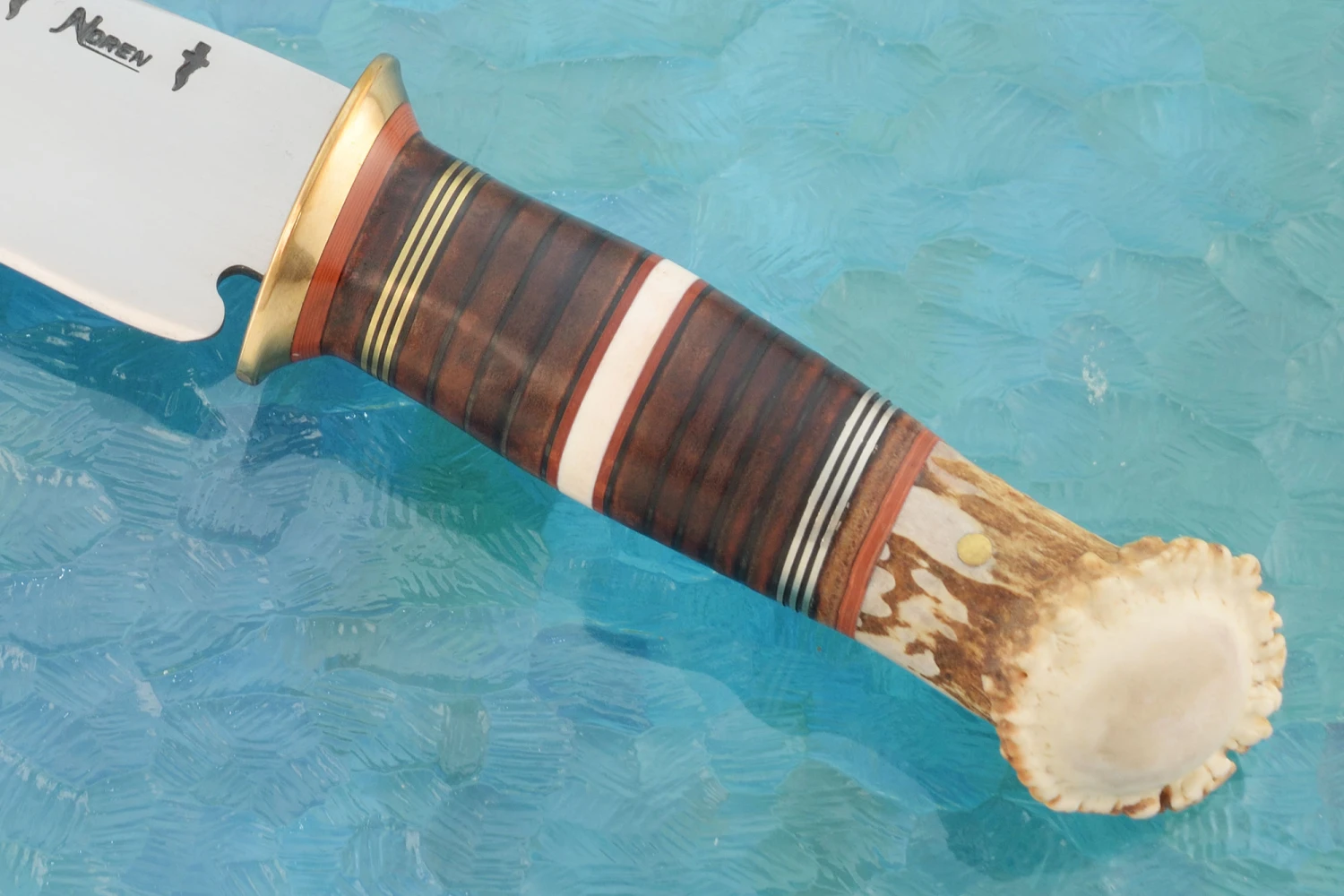 Scagel Style Camp Knife With Crown Stag And Mammoth Ivory 2 Scagel Style Camp Knife With Crown Stag And Mammoth Ivory - Image 2