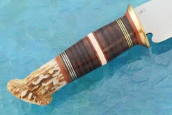 Scagel Style Camp Knife With Crown Stag And Mammoth Ivory 8 Scagel Style Camp Knife With Crown Stag And Mammoth Ivory -Optimal Knives Store 106158 4 x