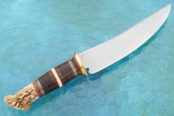 Scagel Style Camp Knife With Crown Stag And Mammoth Ivory 9 Scagel Style Camp Knife With Crown Stag And Mammoth Ivory -Optimal Knives Store 106158 5 x