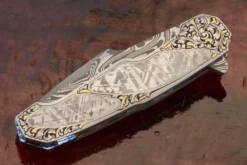 Engraved Boudicca Full Dress Flipper With Damacore, Timascus, And Twin Pockets Meteorite (Ceramic IKBS) -Optimal Knives Store 106162 3 x