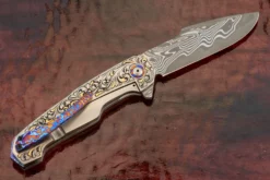 Engraved Boudicca Full Dress Flipper With Damacore, Timascus, And Twin Pockets Meteorite (Ceramic IKBS) -Optimal Knives Store 106162 6 x
