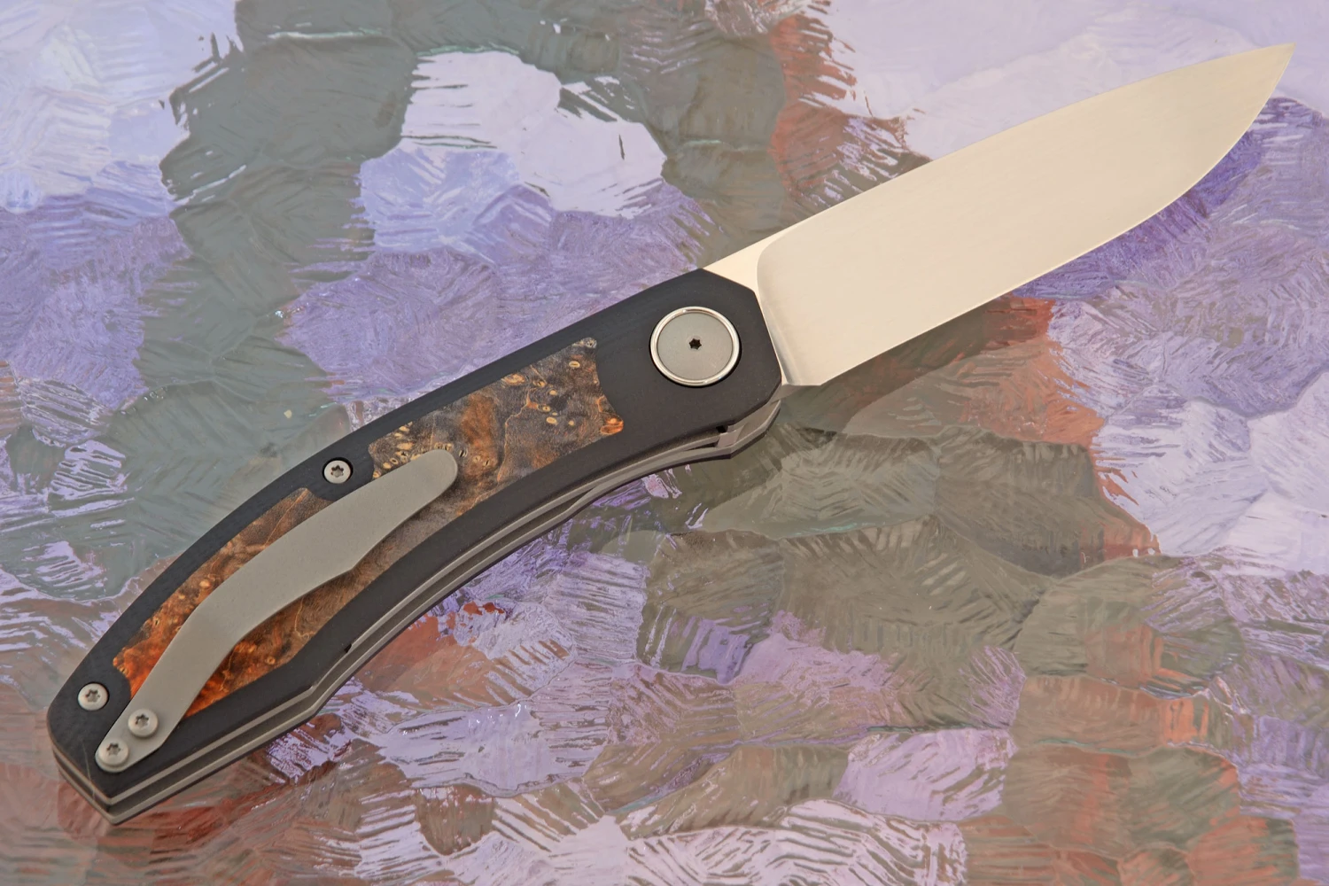 A7 Front Flipper With Maple Burl - M390 5 A7 Front Flipper With Maple Burl - M390 - Image 5