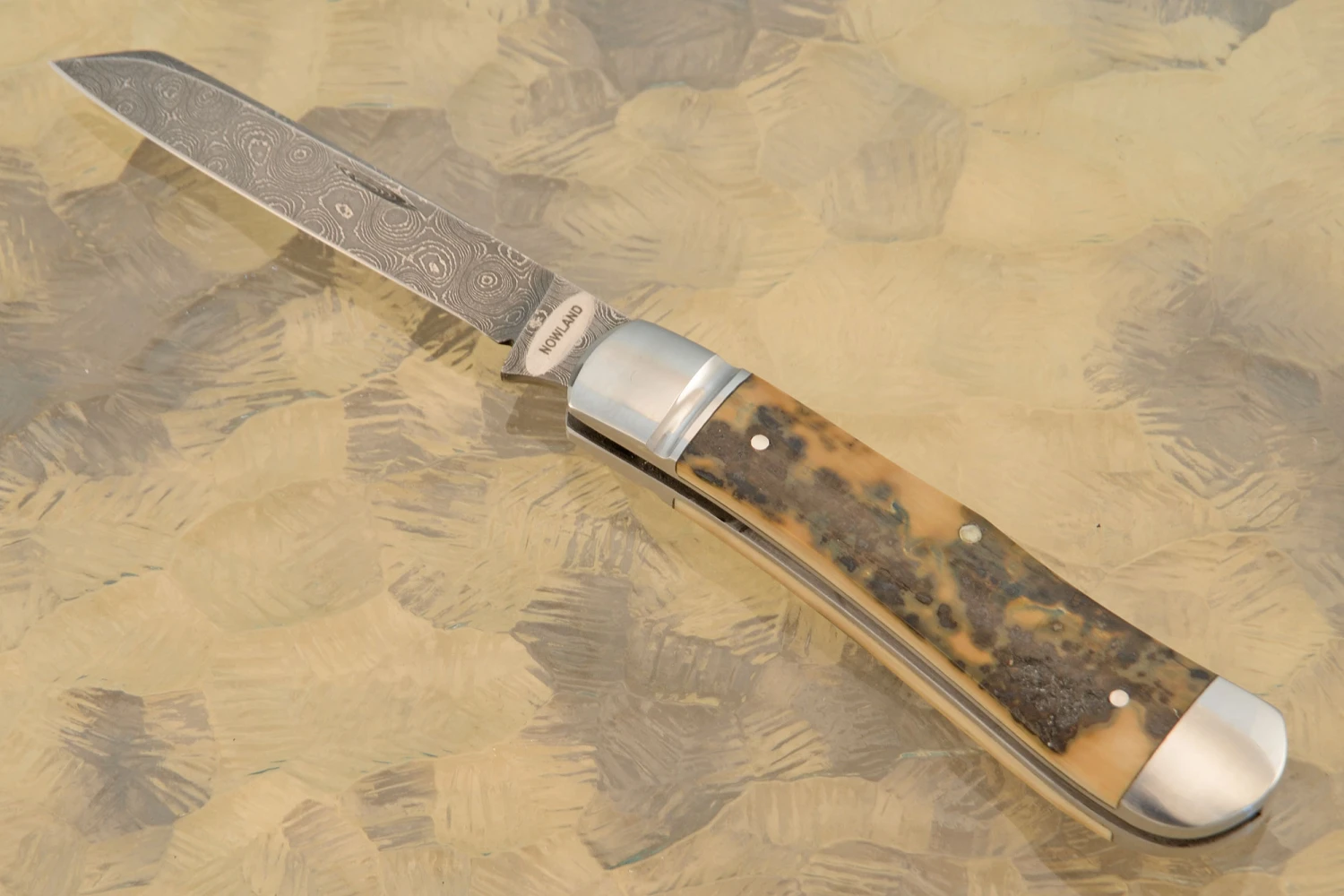 Damascus Dogleg Slipjoint With Mammoth Ivory 1 Damascus Dogleg Slipjoint With Mammoth Ivory