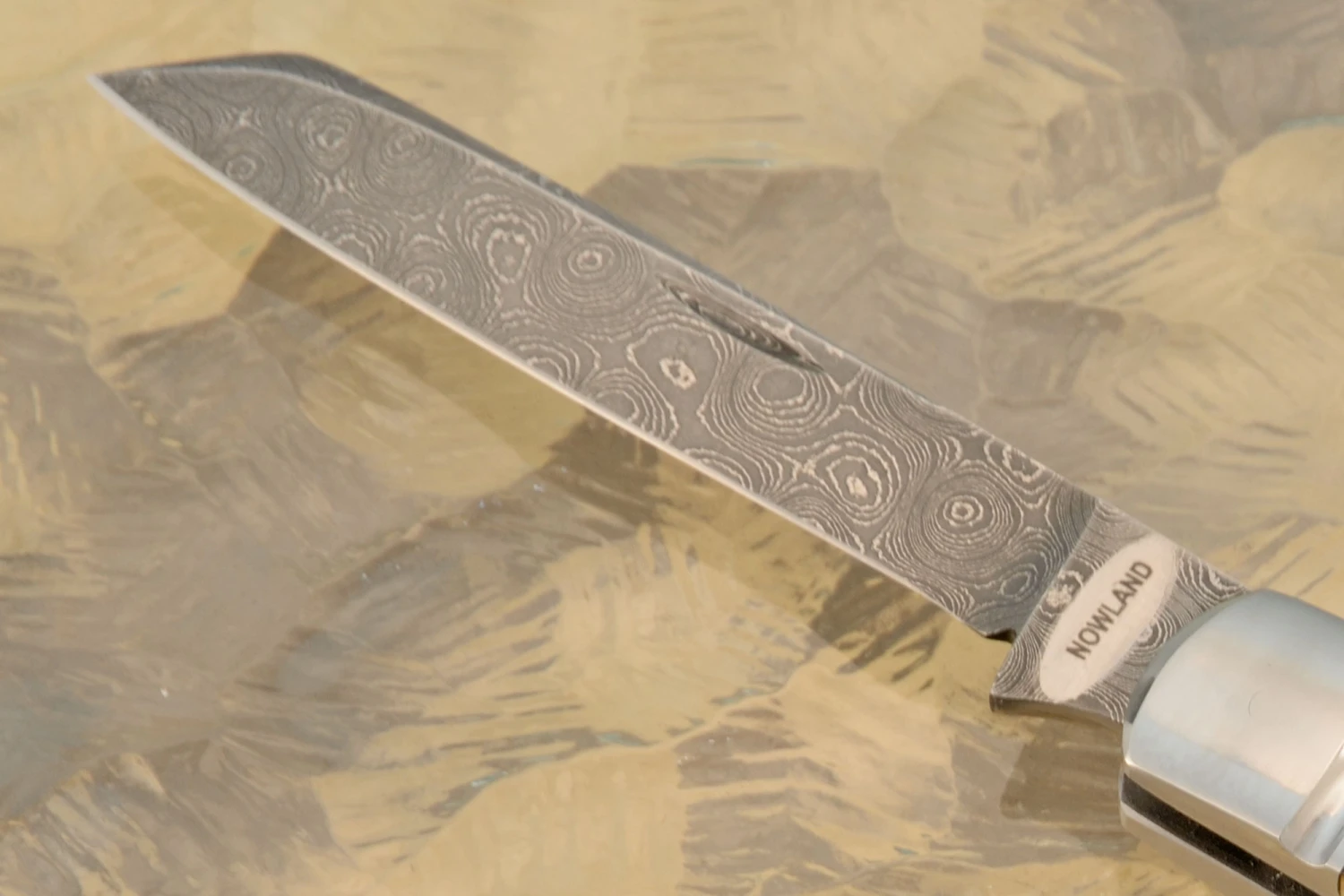 Damascus Dogleg Slipjoint With Mammoth Ivory 2 Damascus Dogleg Slipjoint With Mammoth Ivory - Image 2