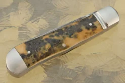 Damascus Dogleg Slipjoint With Mammoth Ivory 9 Damascus Dogleg Slipjoint With Mammoth Ivory -Optimal Knives Store 106194 3 x