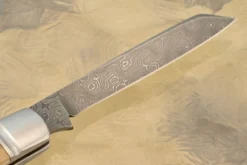 Damascus Dogleg Slipjoint With Mammoth Ivory 12 Damascus Dogleg Slipjoint With Mammoth Ivory -Optimal Knives Store 106194 6 x